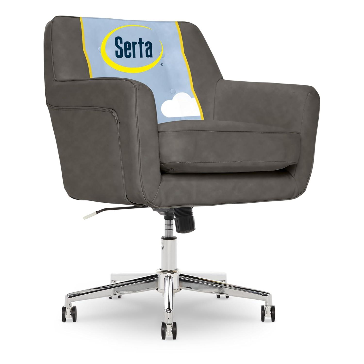 Style Ashland Home Office Chair Gathering Gray - Serta: Mid-Century, Tufted, Computer Chair