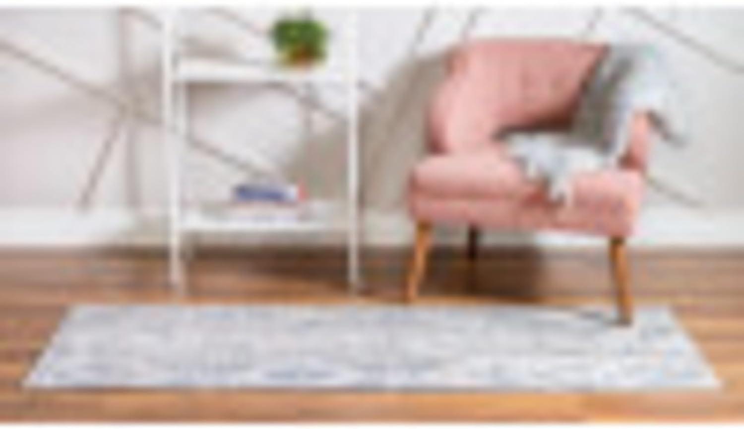 Unique Loom Portland Collection Area Rug - Orford (2' 2" x 12' Runner Navy Blue/Blue)