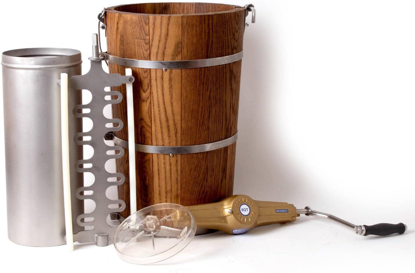 Lehman's Manual Ice Cream Maker - Make Your Own Homemade Ice Cream, Hand Crank with Stainless Steel Can and Oak Tub