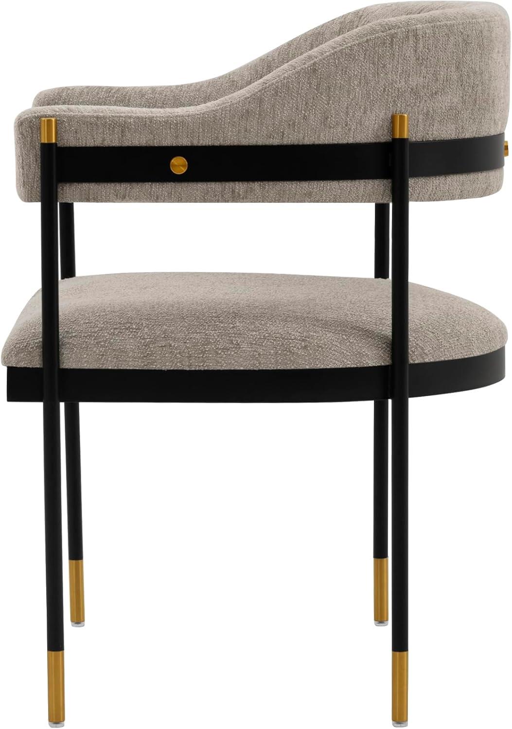 Set of 2 Lia Modern Boucle Upholstered Dining Armchairs Stone Gray - Manhattan Comfort: Brushed Gold Accents, No Assembly Required