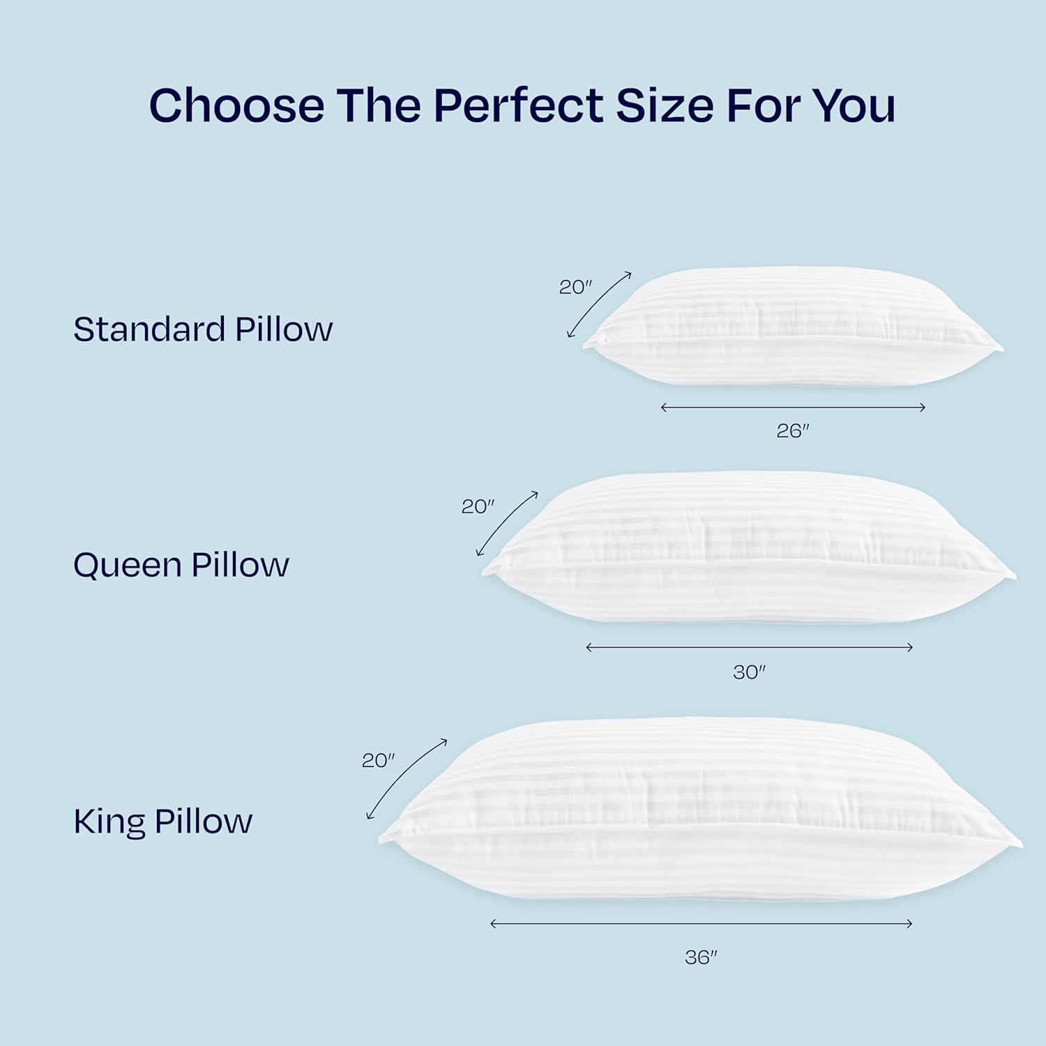 California Design Den Comfort Bed Pillows Standard Size set of 2, Cooling Luxury Hotel Pillows, for Back, Stomach, Side Sleepers 20 x 26 Inches