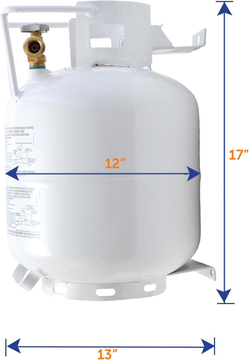 Flame King YSN201HZL 20-LB Steel Horizontal Propane Tank Cylinder for Fire Pits and Tables, Patio Heaters, Barbeques, RVs, and Truck Campers, White