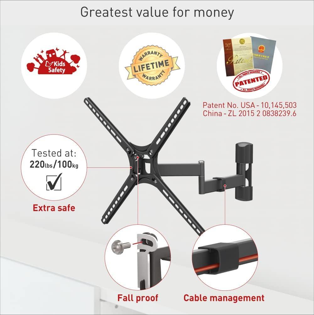 Barkan 13" - 60" Full Motion TV Wall Mount - Extension, Swivel & Tilt