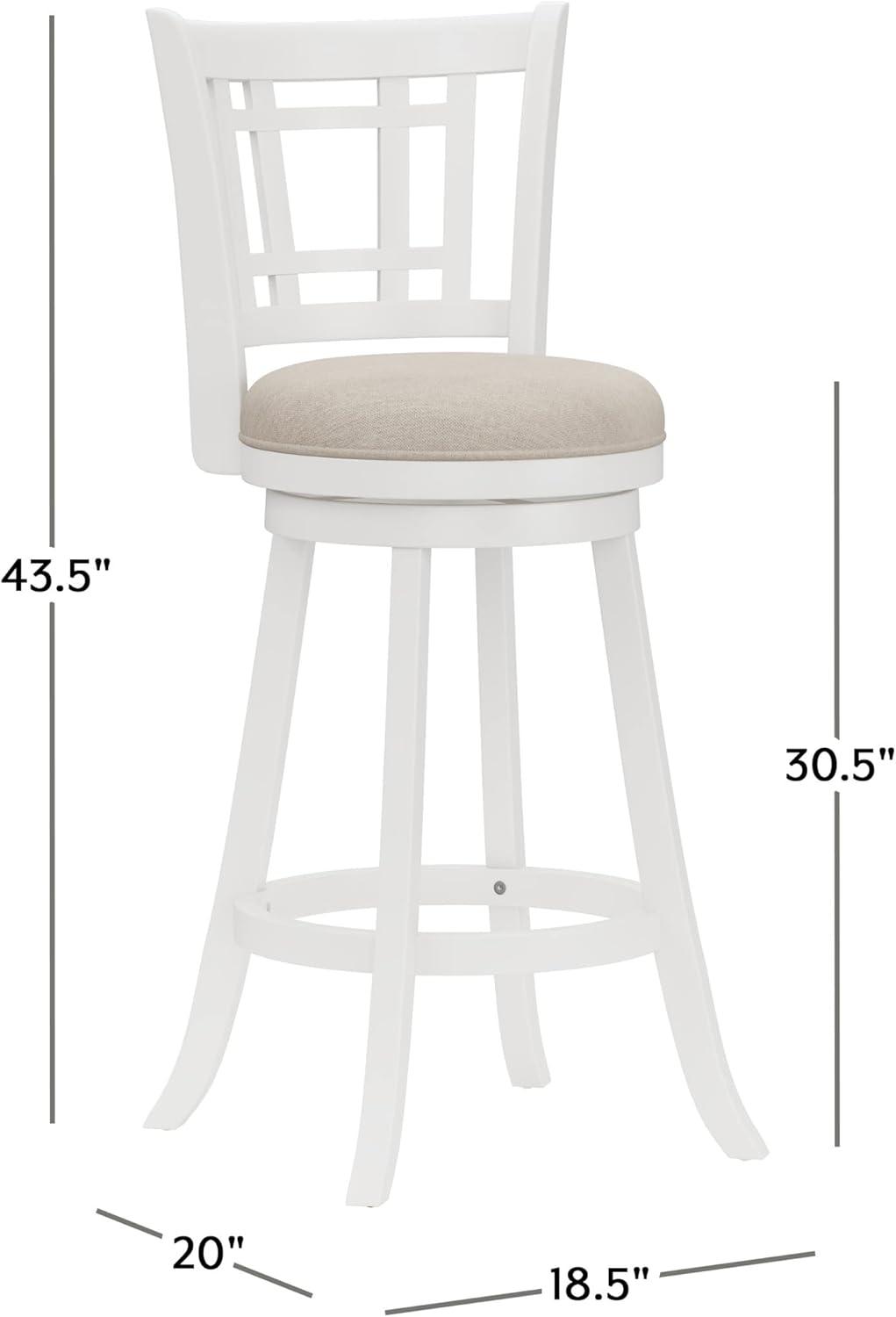 Hillsdale Fairfox 43.5" Wood Transitional Bar Stool in White/Light Beige