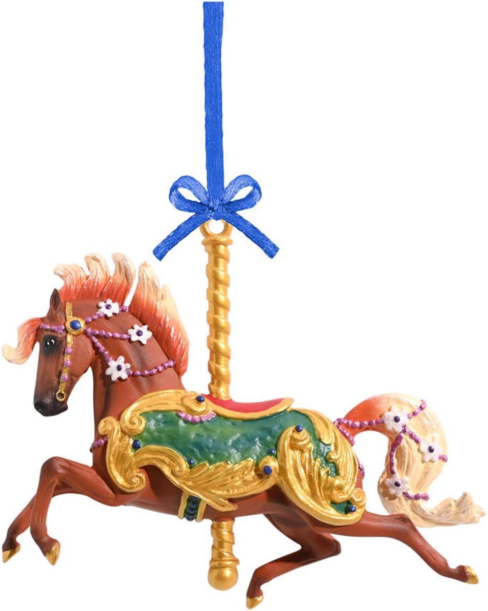 Fleur Flaxen Chestnut Resin Carousel Horse Ornament