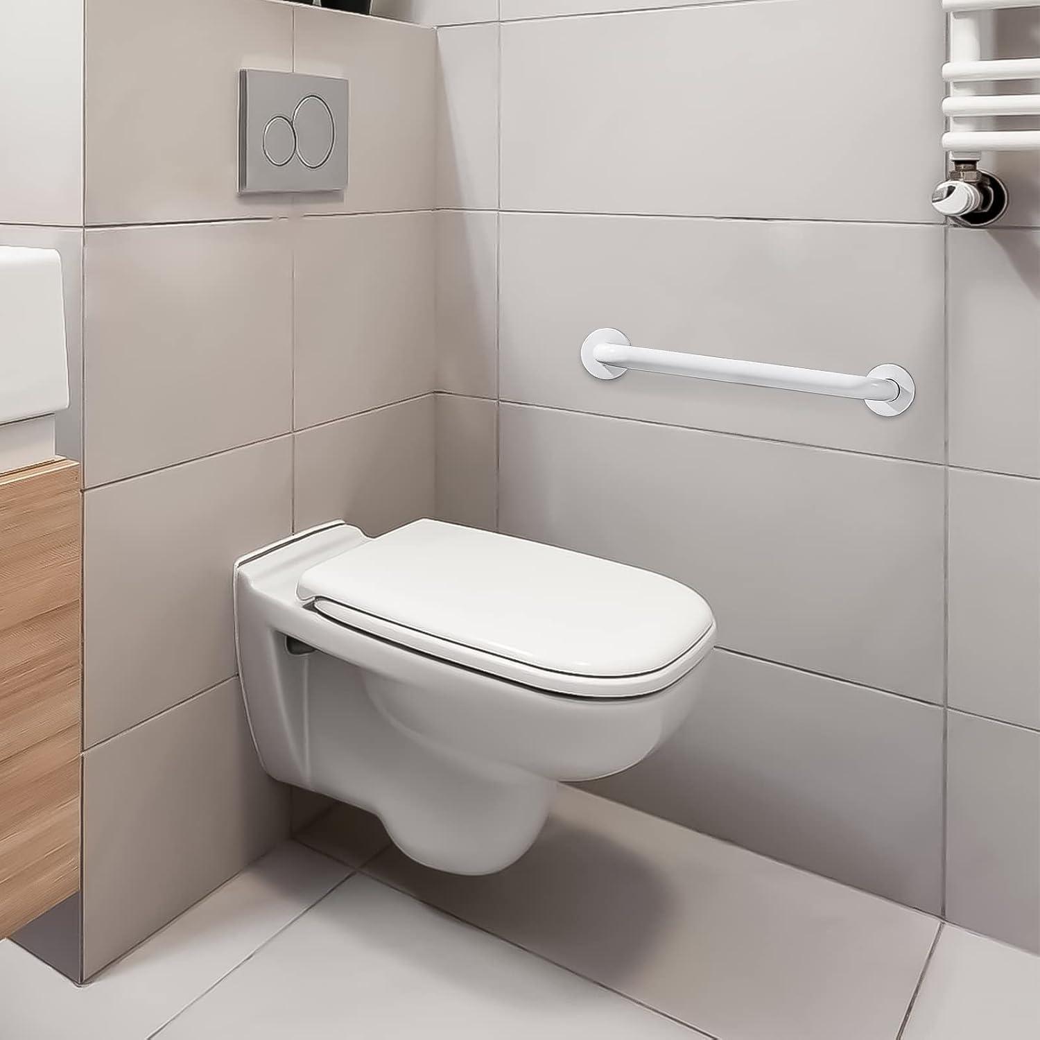 18 Inch Handicap Grab Bars, 2 Pack Stainless Steel Grab Bar for Bathtubs and Showers, Wall Mount Safety Shower Grab Bars for Seniors Injury Elderly, White