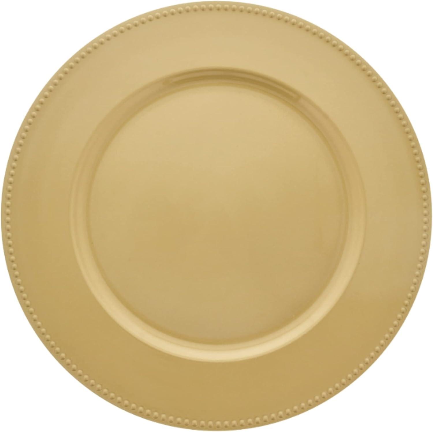 (Set of 6) 13 inch-Gold Charger Plates with Decorative Beaded Rim. The Perfect Finishing Touch for Holidays`Table Settings! Plates have Stylish Presentation Under Dinner Plates (6)