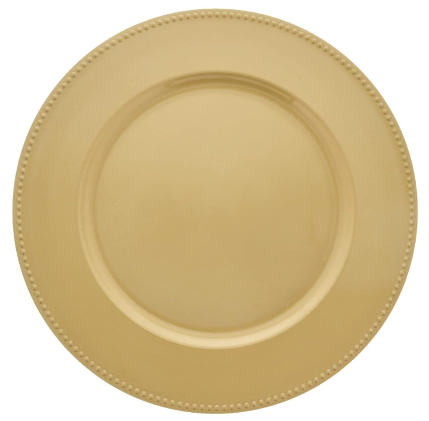 (Set of 6) 13 inch-Gold Charger Plates with Decorative Beaded Rim. The Perfect Finishing Touch for Holidays`Table Settings! Plates have Stylish Presentation Under Dinner Plates (6)
