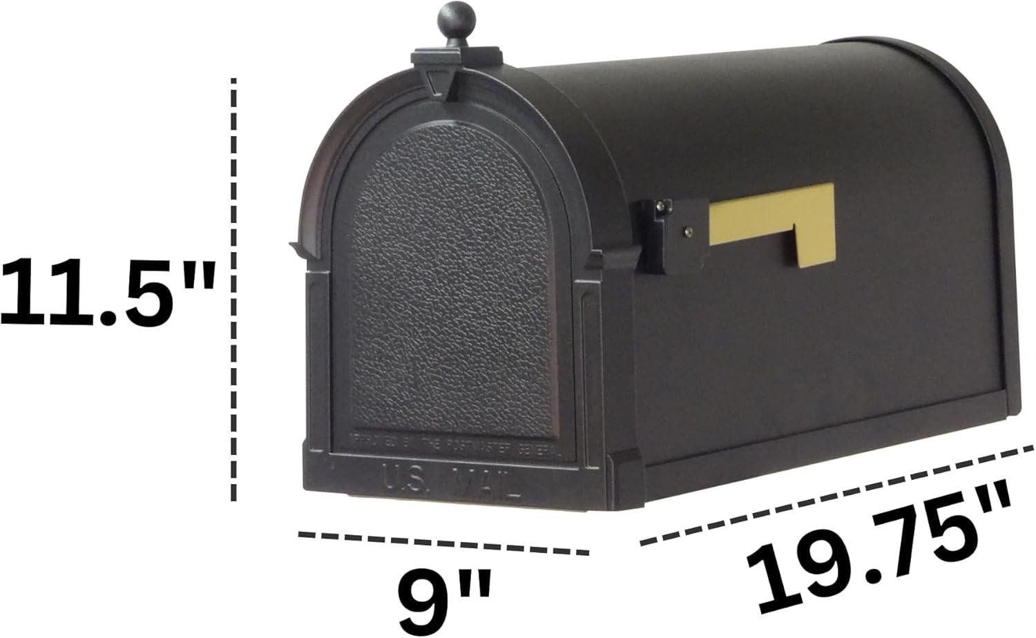 Black Aluminum Lockable Curbside Mailbox with Textured Panel