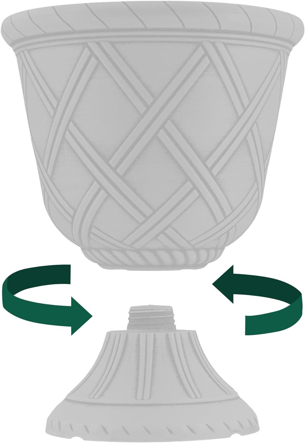 PL60GD Lattice Plastic Garden Urn, Classic Decorative Garden Pot Planter for Indoor and Outdoor Plants, Gold