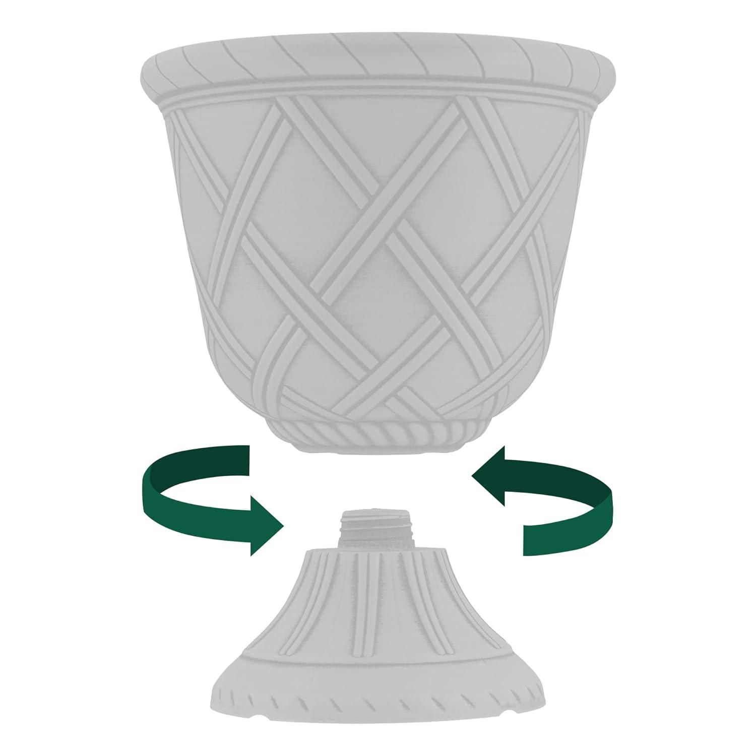 PL60GD Lattice Plastic Garden Urn, Classic Decorative Garden Pot Planter for Indoor and Outdoor Plants, Gold