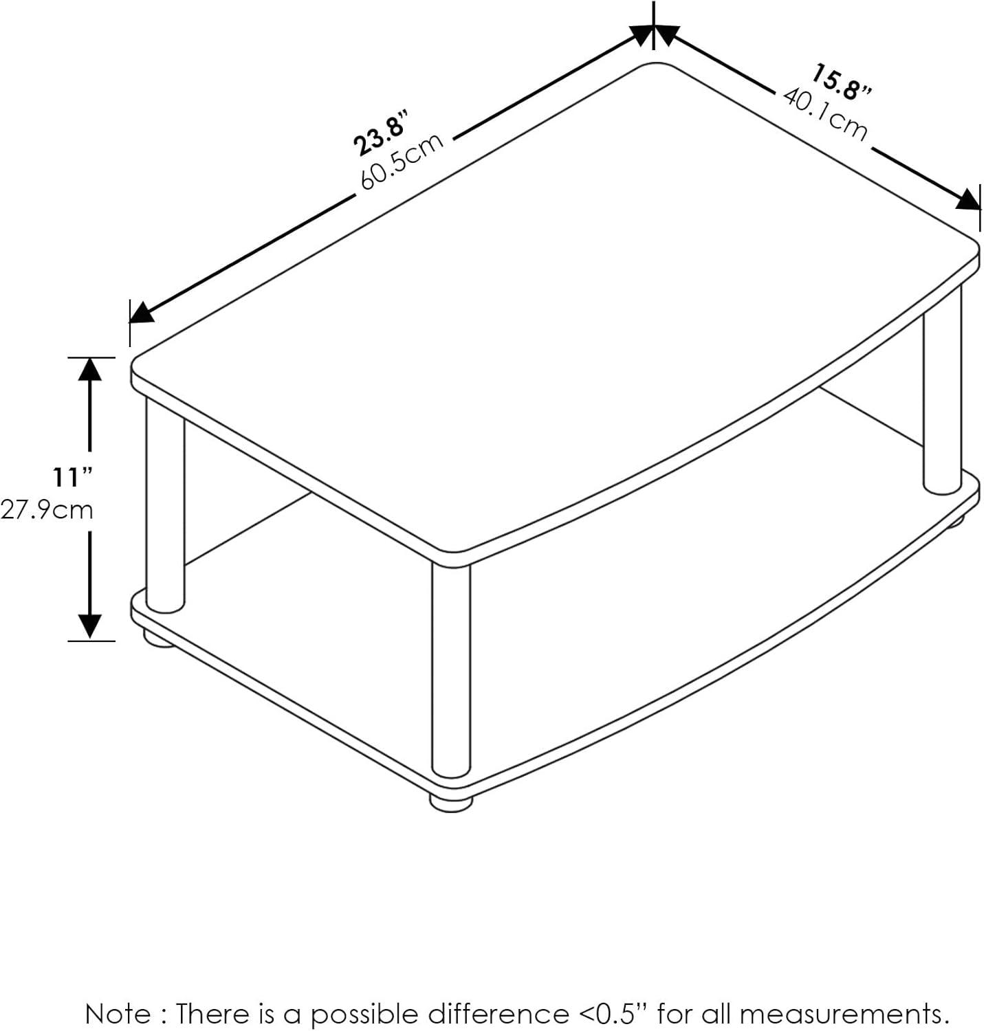 Dark Walnut 2-Tier Rectangular TV Stand with PVC Poles