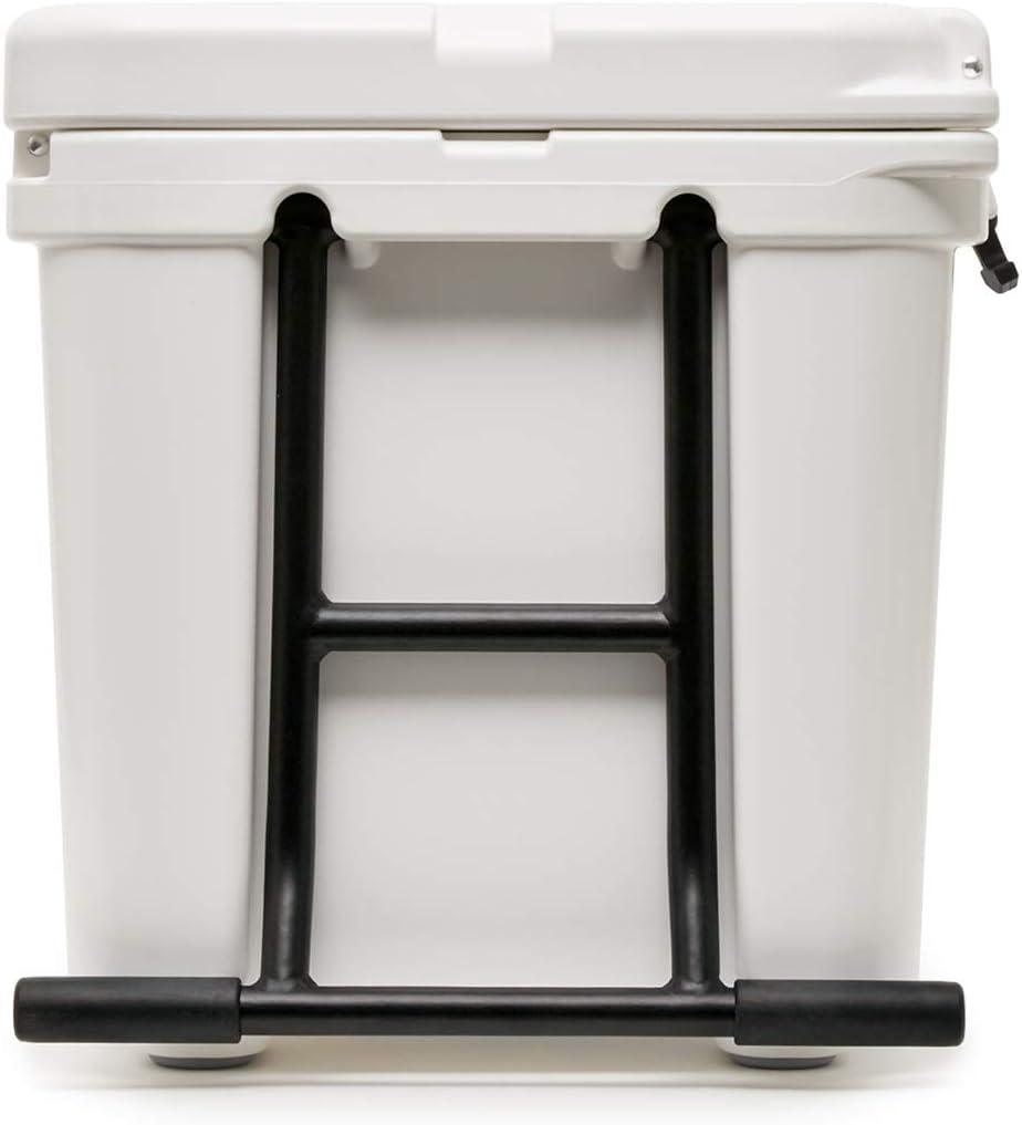 White Rotomolded Wheeled Cooler with Aluminum Handle