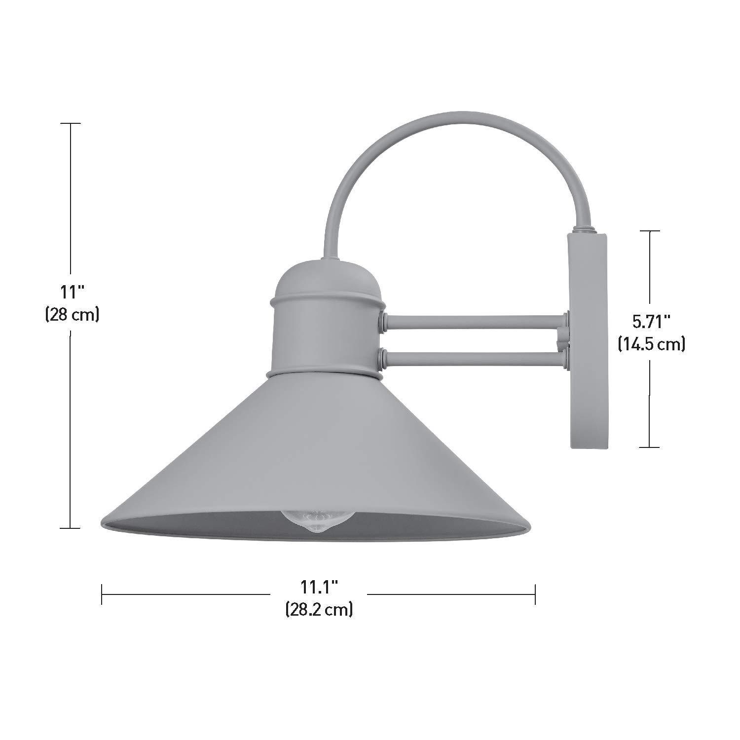 Globe Electric Novogratz x Globe Maxwell 11" Outdoor Wall Sconce, Matte Gray, 44394, Bulb Not Included