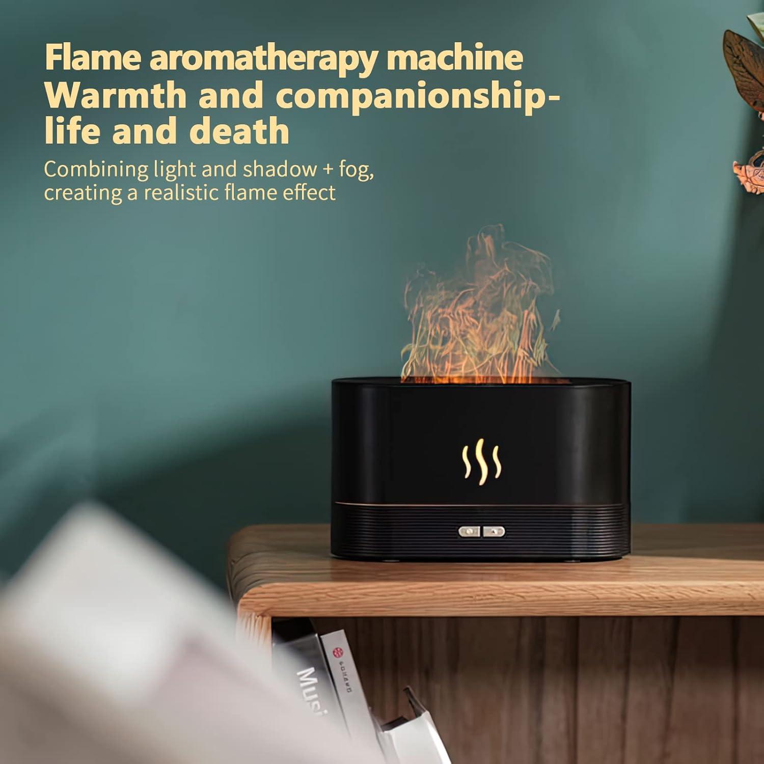 180ml Flame Air Humidifier Essential Oil Diffuser, TSV 3D USB 7 Color Light Aroma Diffuser for Home, Office, Spa, Gym
