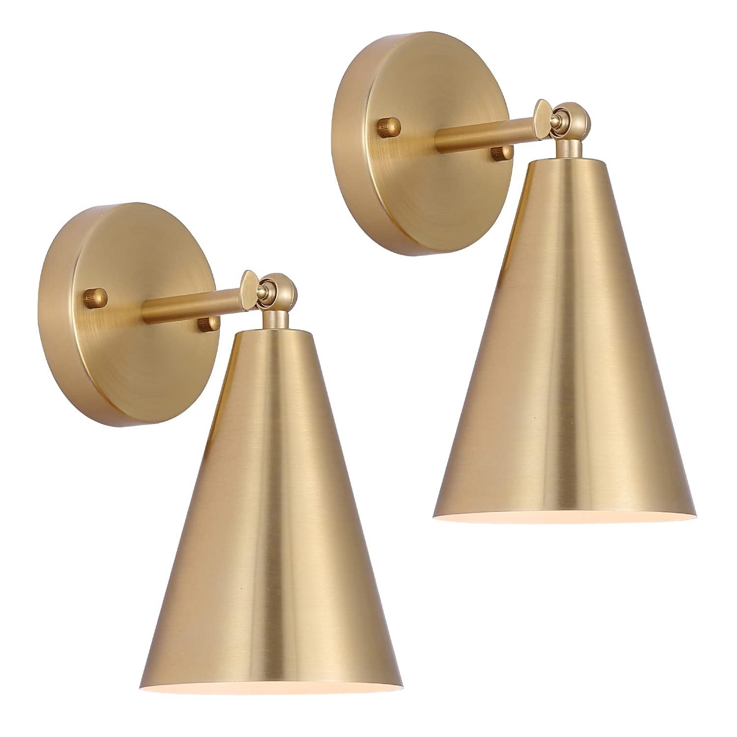 Gold Swing Arm Wall Lamp Set Of 2, Modern Adjustable Wall Mounted Sconce
