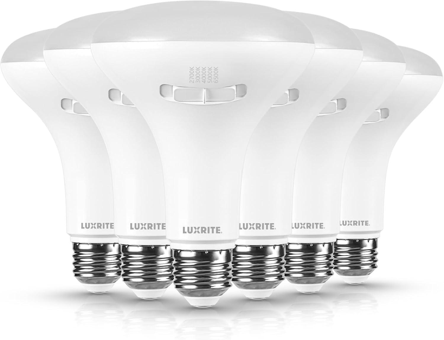 Luxrite BR30 LED Light Bulb =85W 5CCT 2700K 3000K 3500K 4000K 5000K, Dimmable, LED Flood Light Bulb, UL Listed, E26 Medium Base 6 Pack