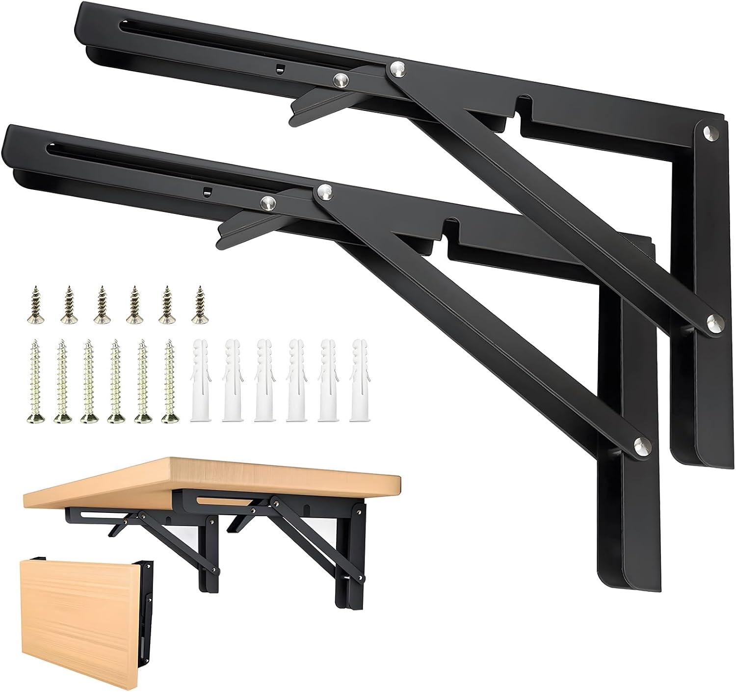 Heavy Duty Black Metal Folding Shelf Brackets