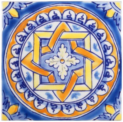 Casablanca Market Mediterranean 4'' x 4'' Hand Painted Ceramic Decorative Accent Tile