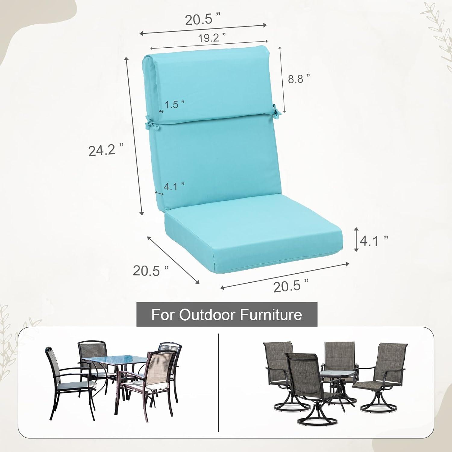 20.5 in. x 20.5 in. Outdoor High Back Chair Cushion with Adjustable Buckles and Ties in Charcoal Black (4-Pack)