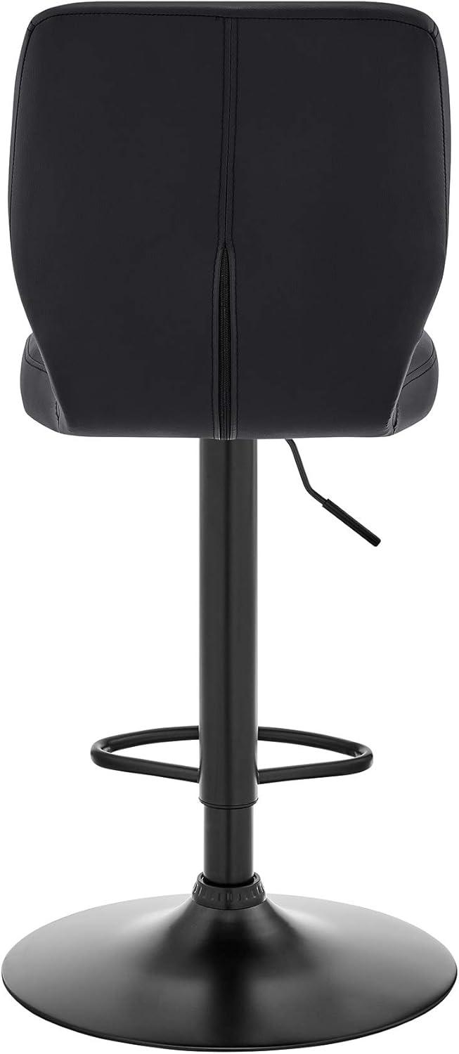 21 Inch Metal and Leatherette Swivel Bar Stool, Black - Saltoro Sherpi