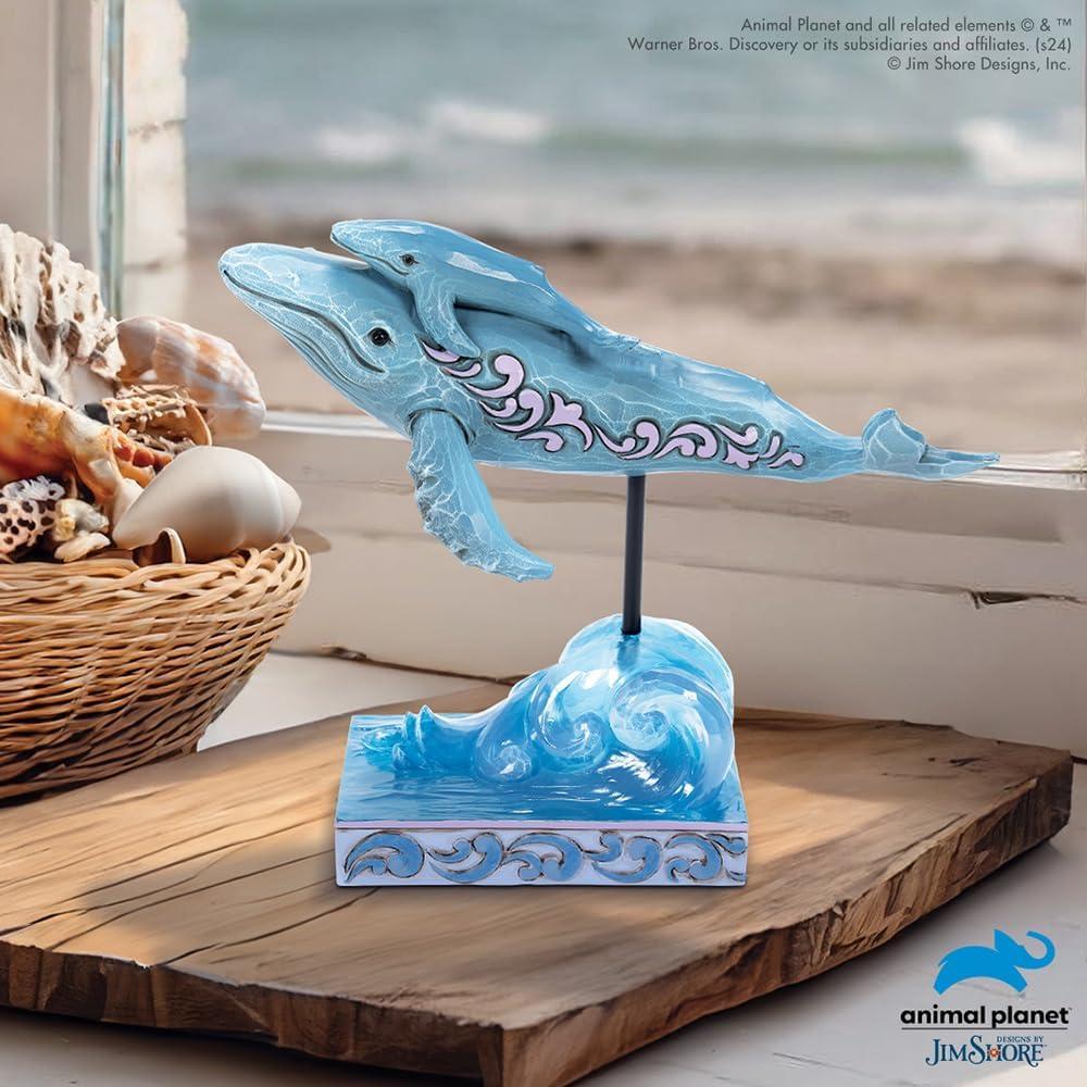 Enesco Animal Planet by Jim Shore Mother Blue Whale and Calf in Waves Figurine- Stone Resin Hand Painted Crafted Collectible Animal Figurines Home Decor Statue, 5.5 Inch