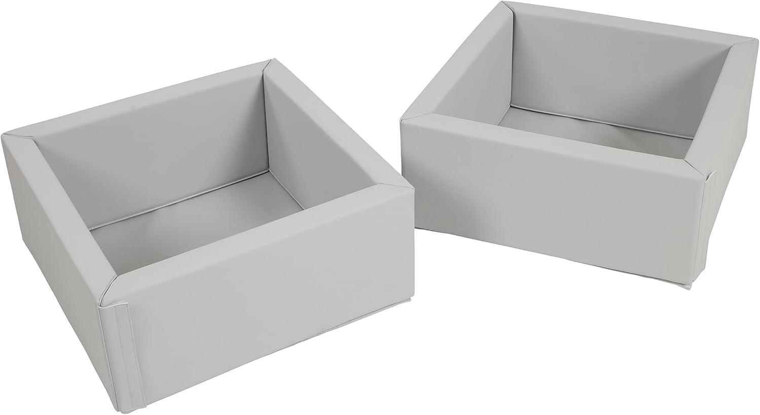 Light Grey Vegan Leather Toddler Toy Storage Bins, 2-Pack