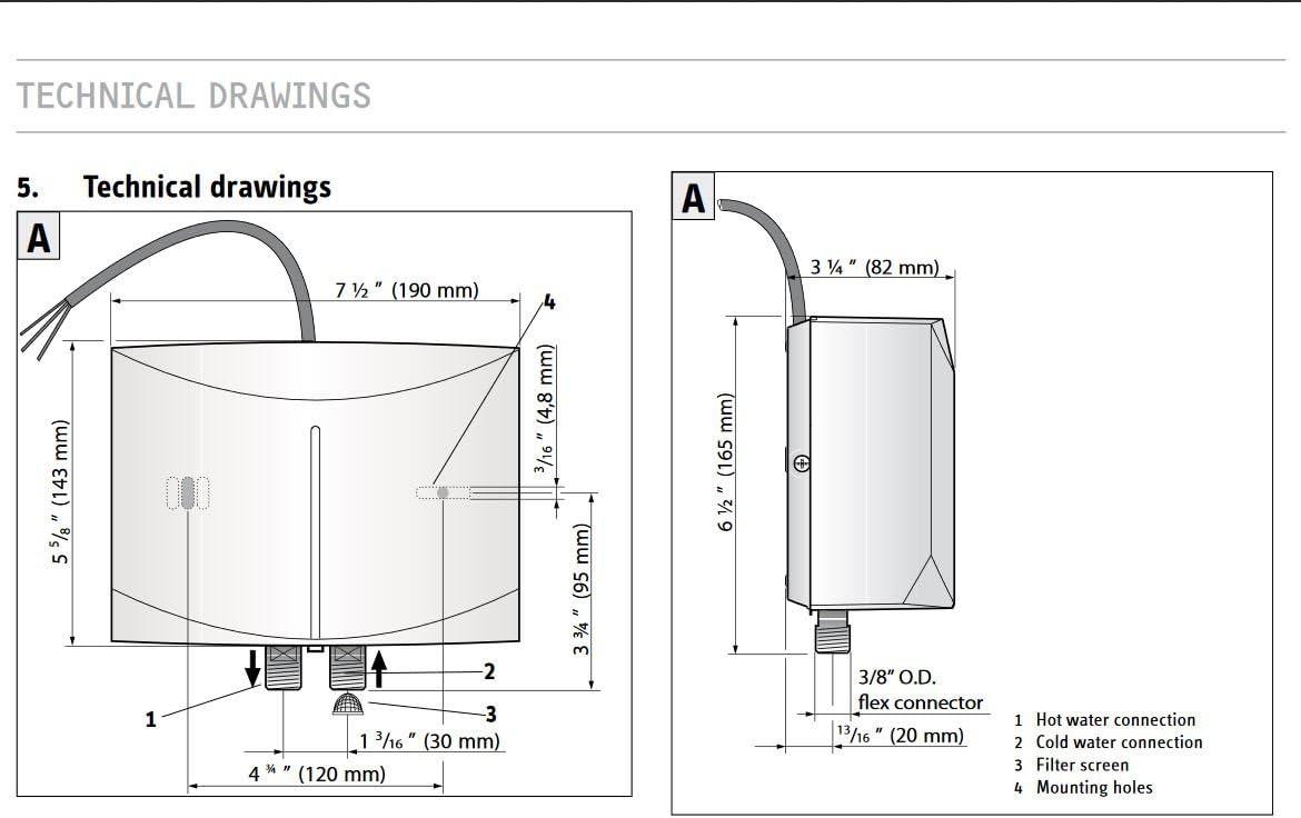 Stiebel Eltron 120V 3kW Mini Tankless Electric Water Heater