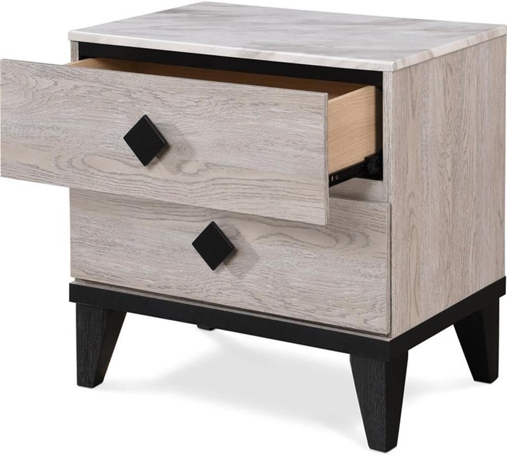 Adore Decor Micah Modern Square Nightstand End Table with 2 Drawers, Beige