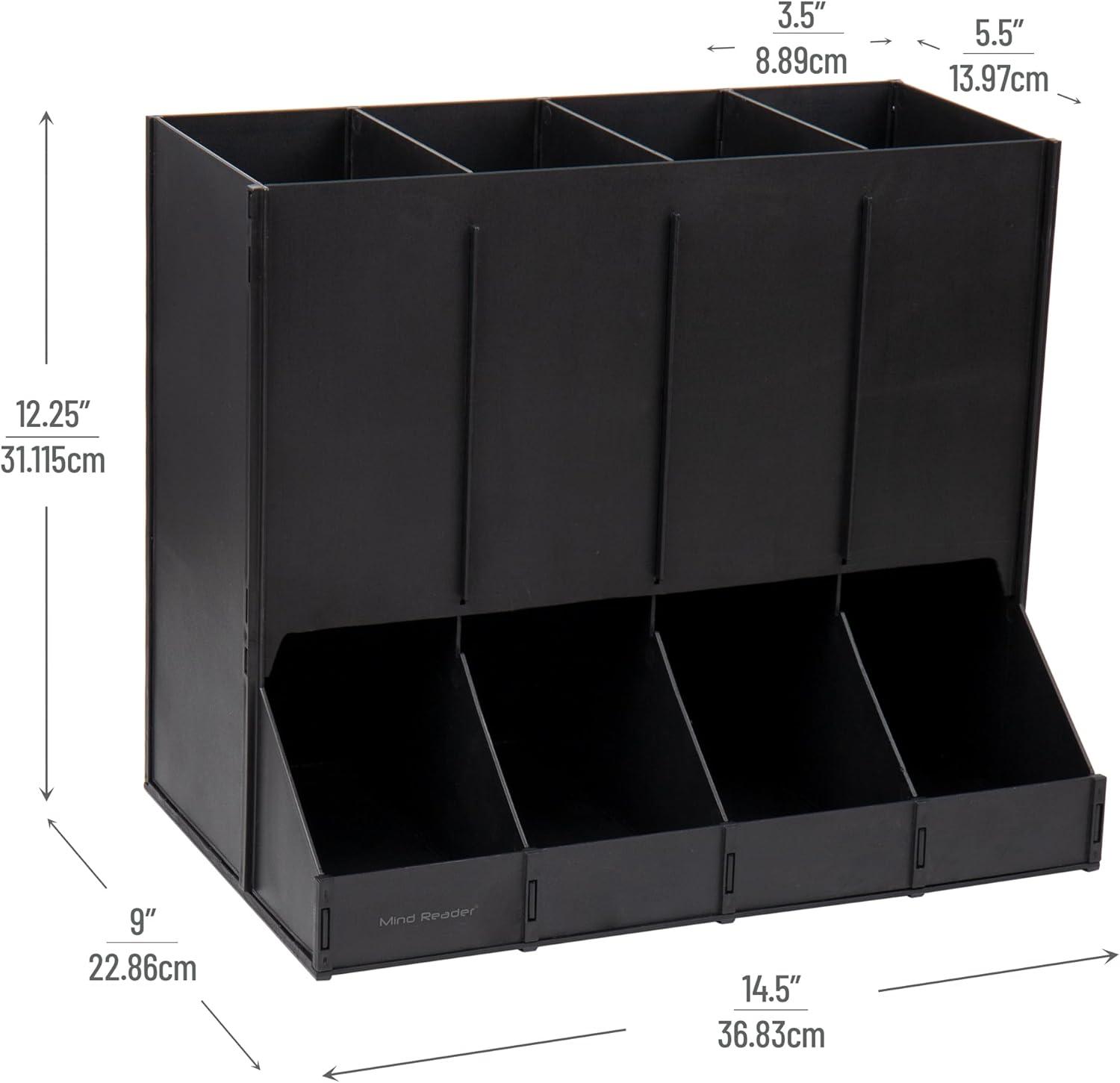 Black Heavy-Duty Plastic 4-Compartment Coffee Pod Dispenser