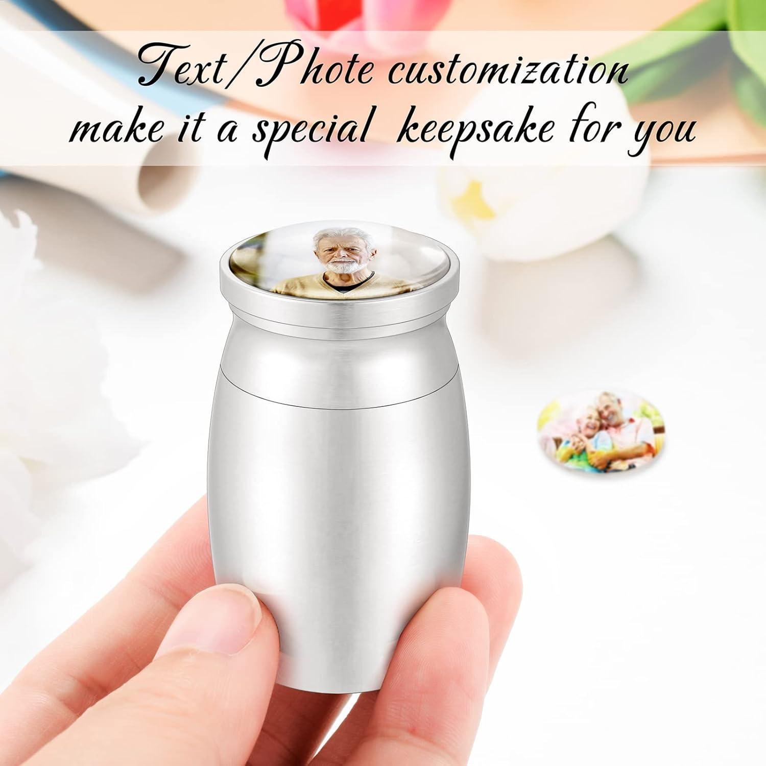 Small Keepsake Urn for Dad Mini Cremation Urns Decorative Memorial Funeral Ashes Holder Silver Engraved Stainless Steel Container for Dad Father 1.57 x 1.18 Inch-My Dad My Hero My Angel