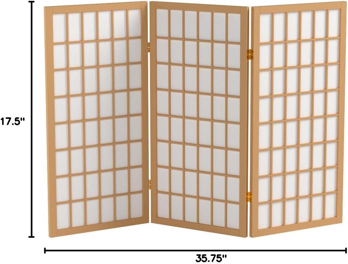 3' Tall Window Pane Shoji Screen - Natural (3 Panels) - Oriental Furniture