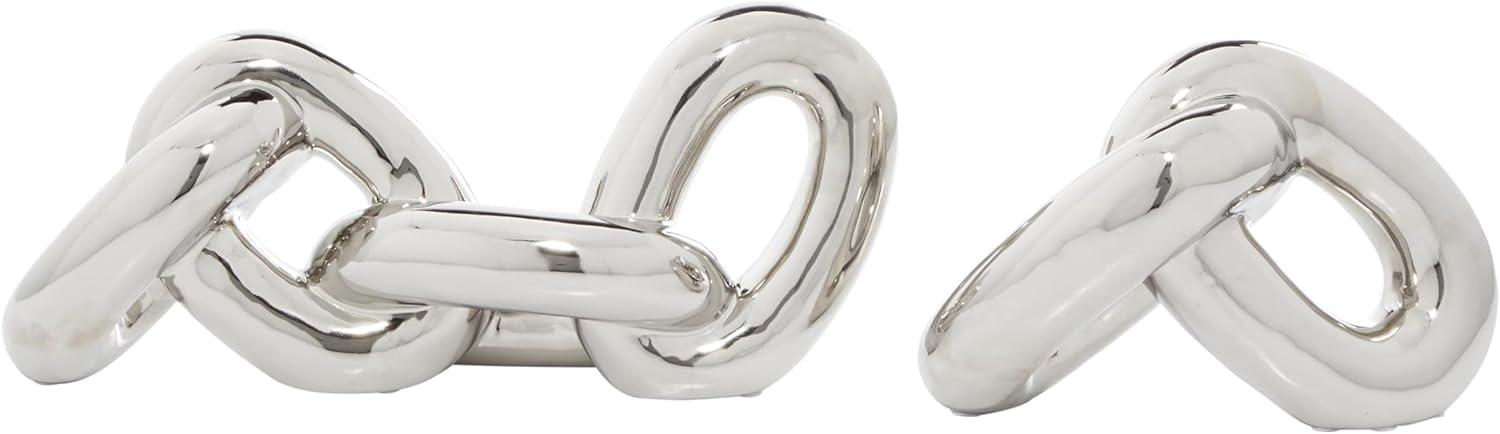 Cosmoliving By Cosmopolitan Set Of 2 Silver Sculpture