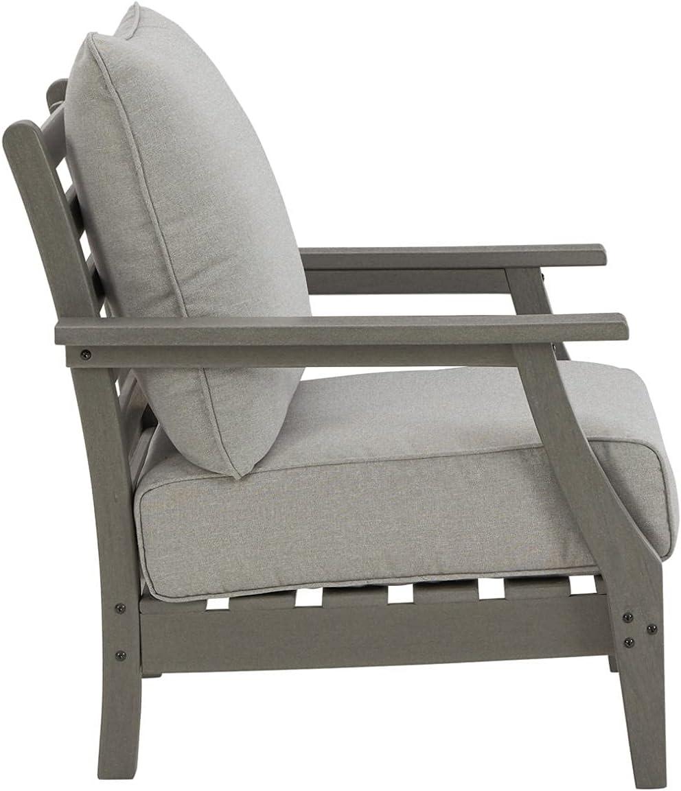 Transitional Gray HDPE Outdoor Lounge Chair with Cushion