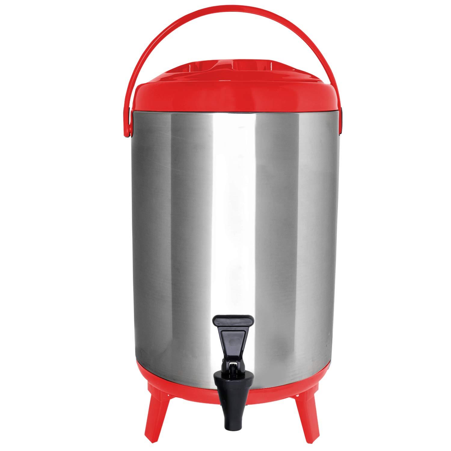 Vollum Stainless Steel Insulated Beverage Dispenser - Red, 12L