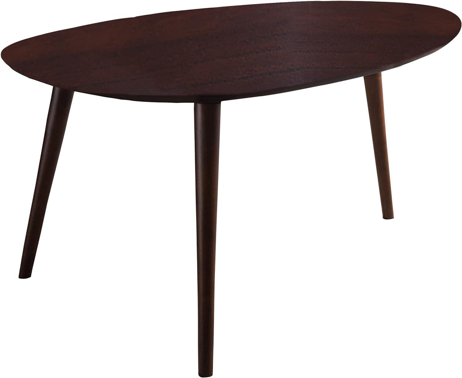 Mid-Century Modern Oval Walnut Wood Coffee Table, 48.5"