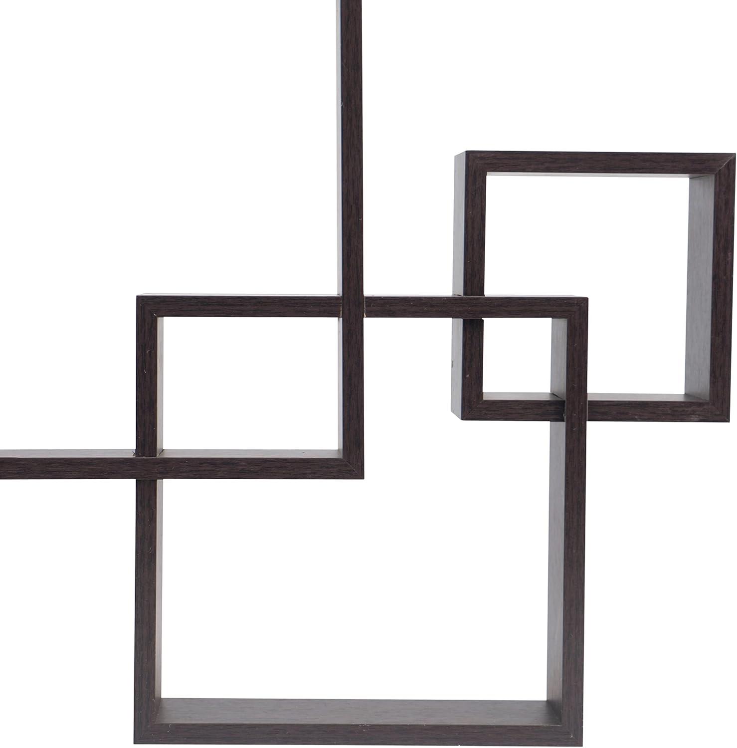 Danya B. 25.5" x 17.75" Intersecting Cube Wall Shelf Espresso Modern MDF Storage Display
