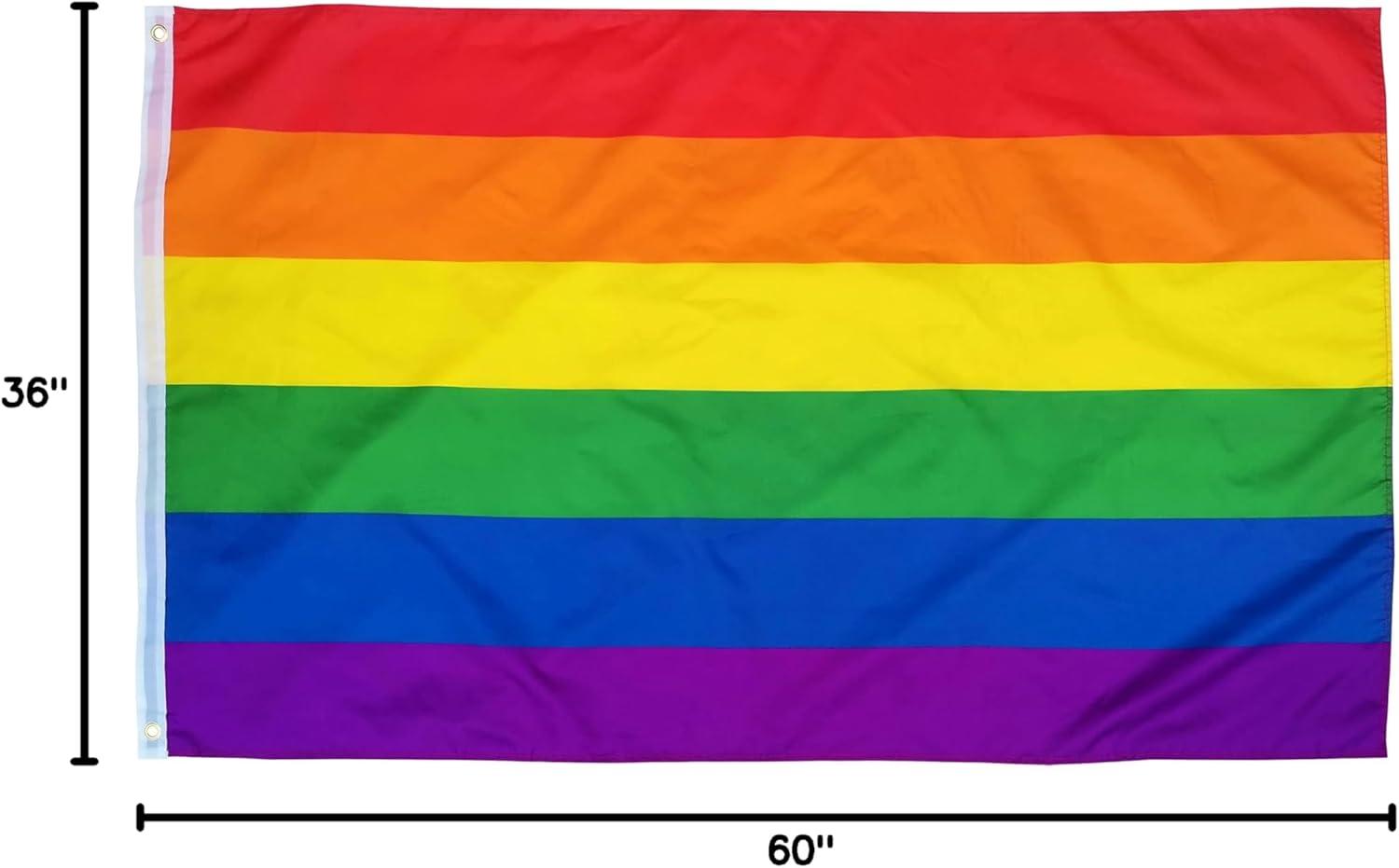 FLAGLINK Gay Pride Flag 3x5Fts LGBT Rainbow Flags Banner