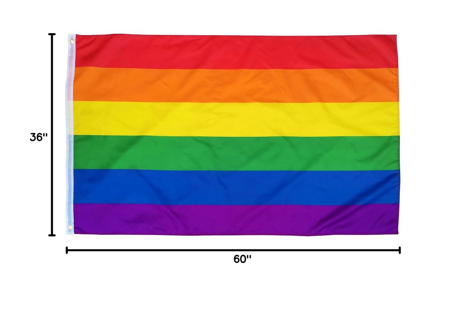 FLAGLINK Gay Pride Flag 3x5Fts LGBT Rainbow Flags Banner