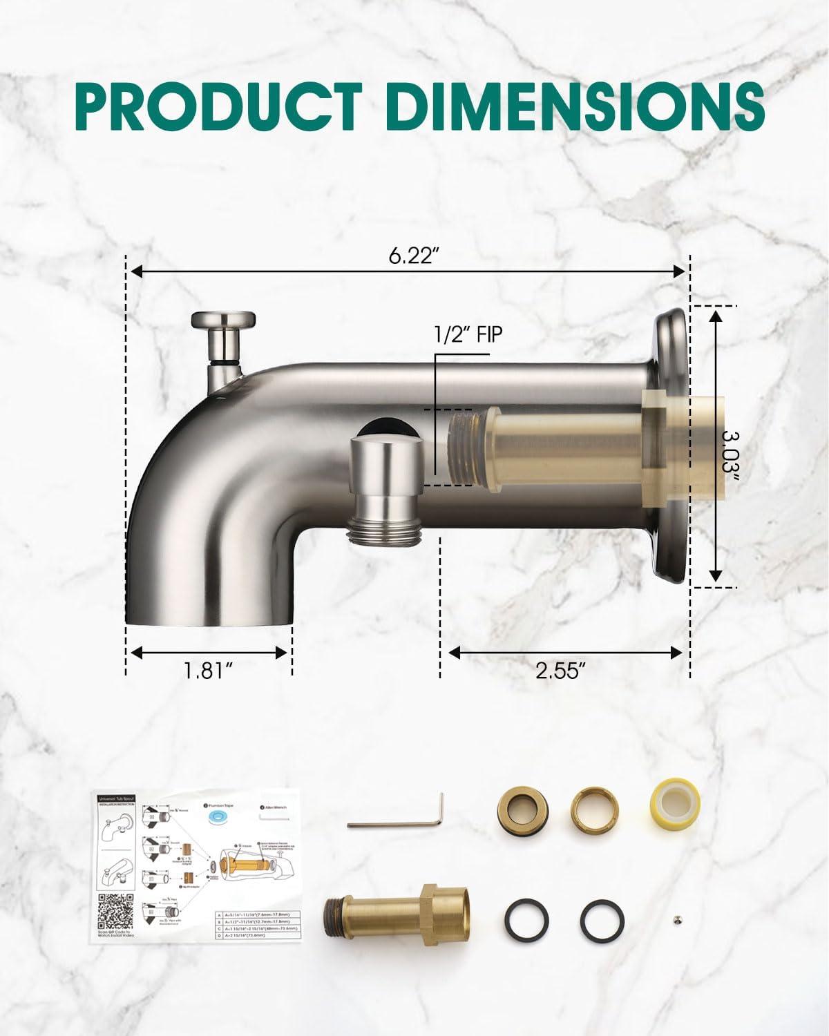 Tub Spout with Diverter, Bathtub Spout for Hand Shower,Brushed Nickel