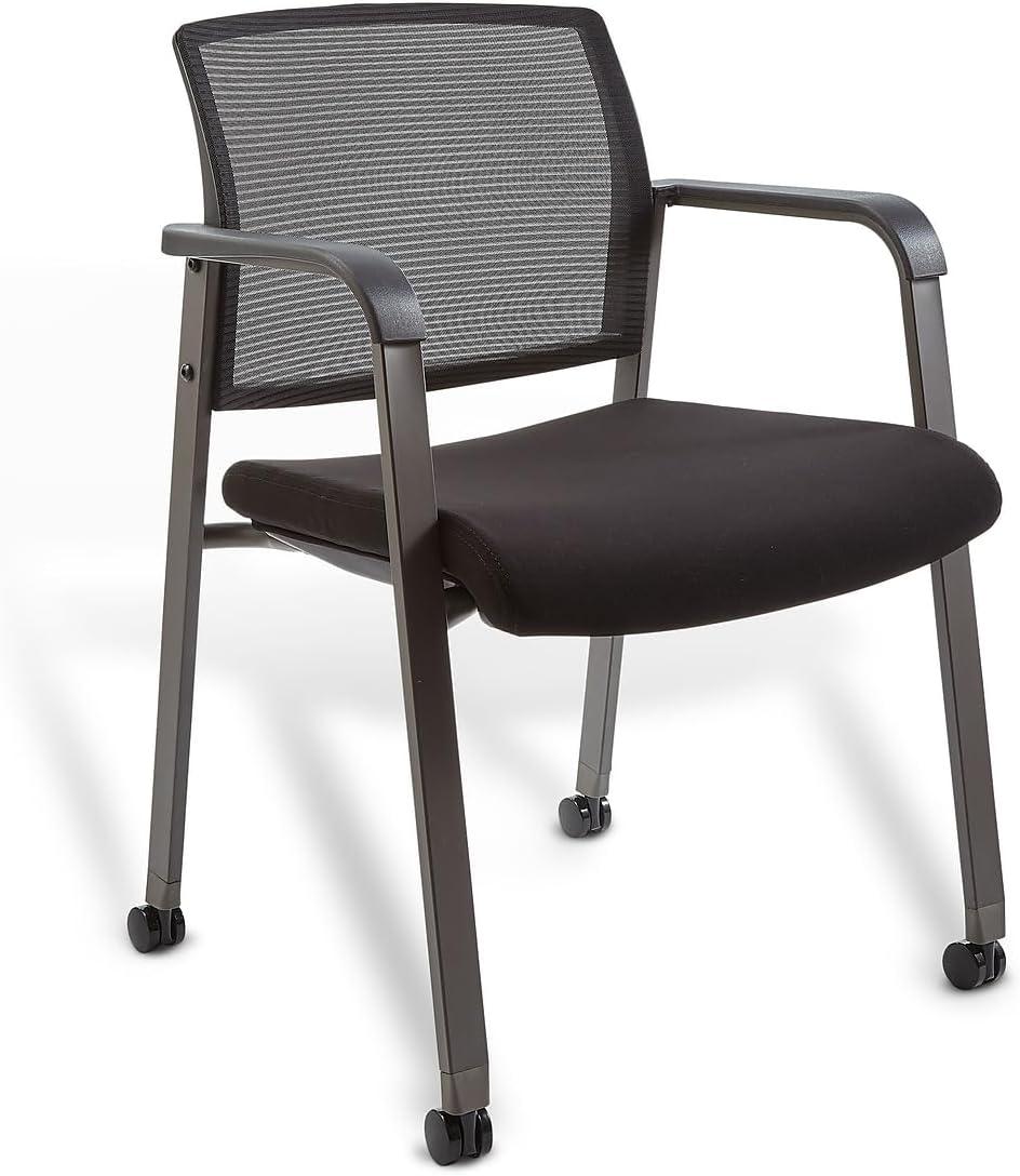 Esler Black Mesh and Fabric Stacking Visitor Chair