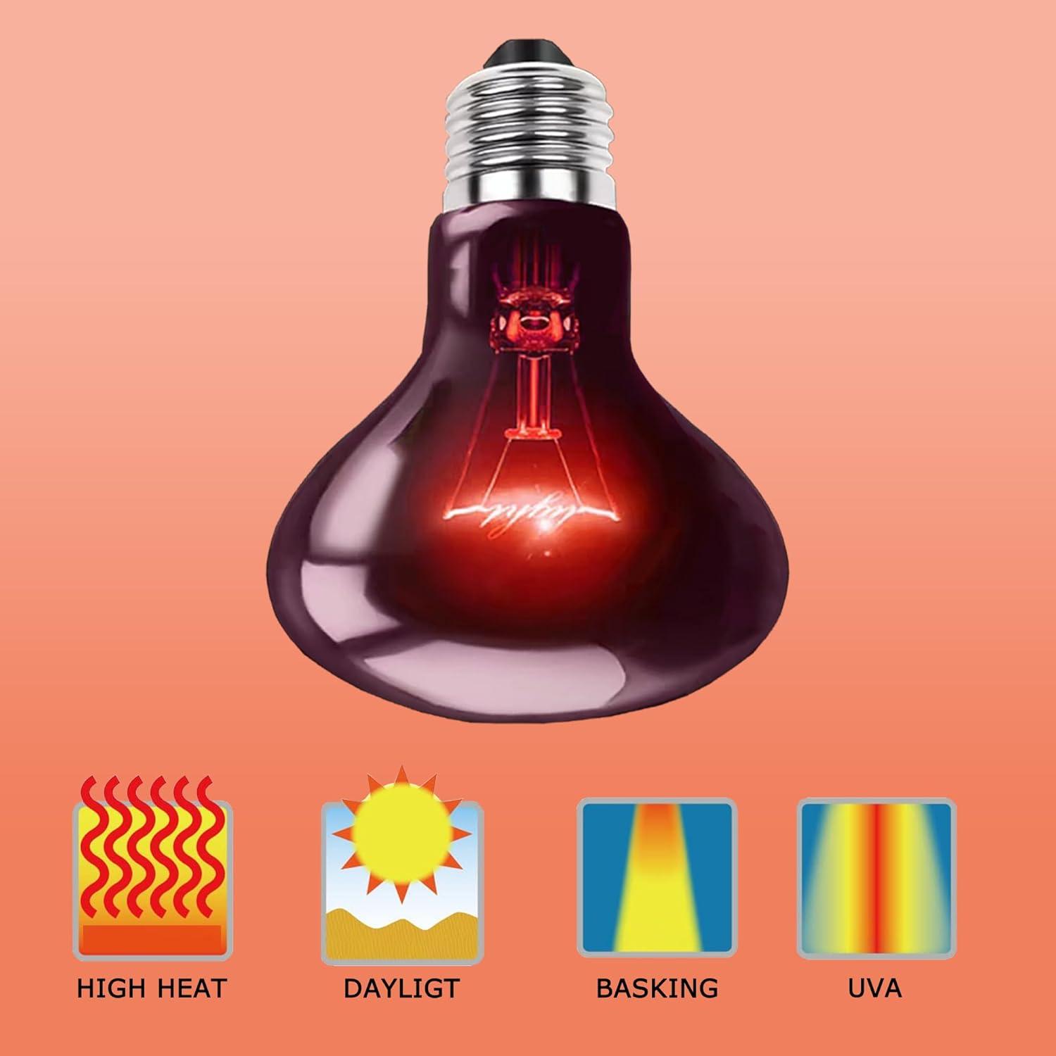 HARTOMPET 75W Infrared Basking Spot Light – Ideal for Reptiles & Amphibians, Red Heat Lamp - 2PCS