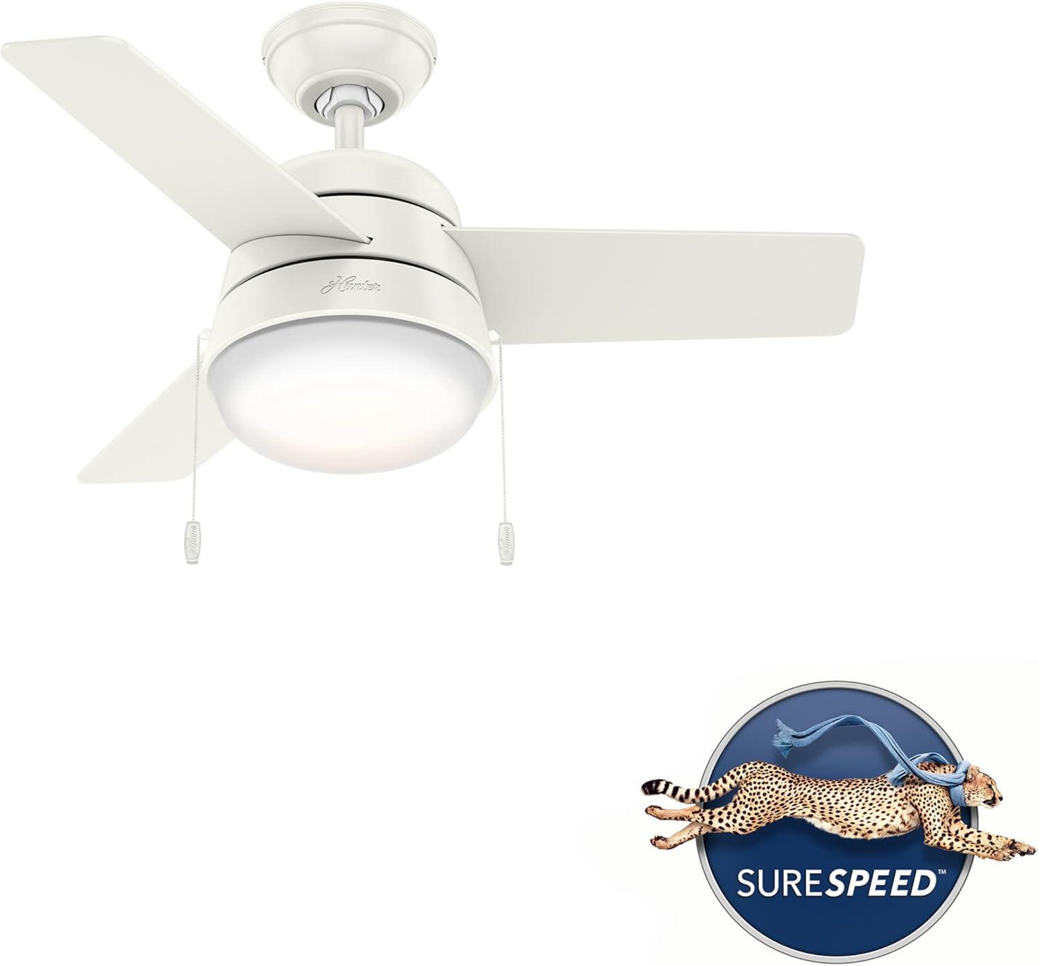 Aker 36" 3 - Blade Standard Ceiling Fan with Lights and Pull Chains