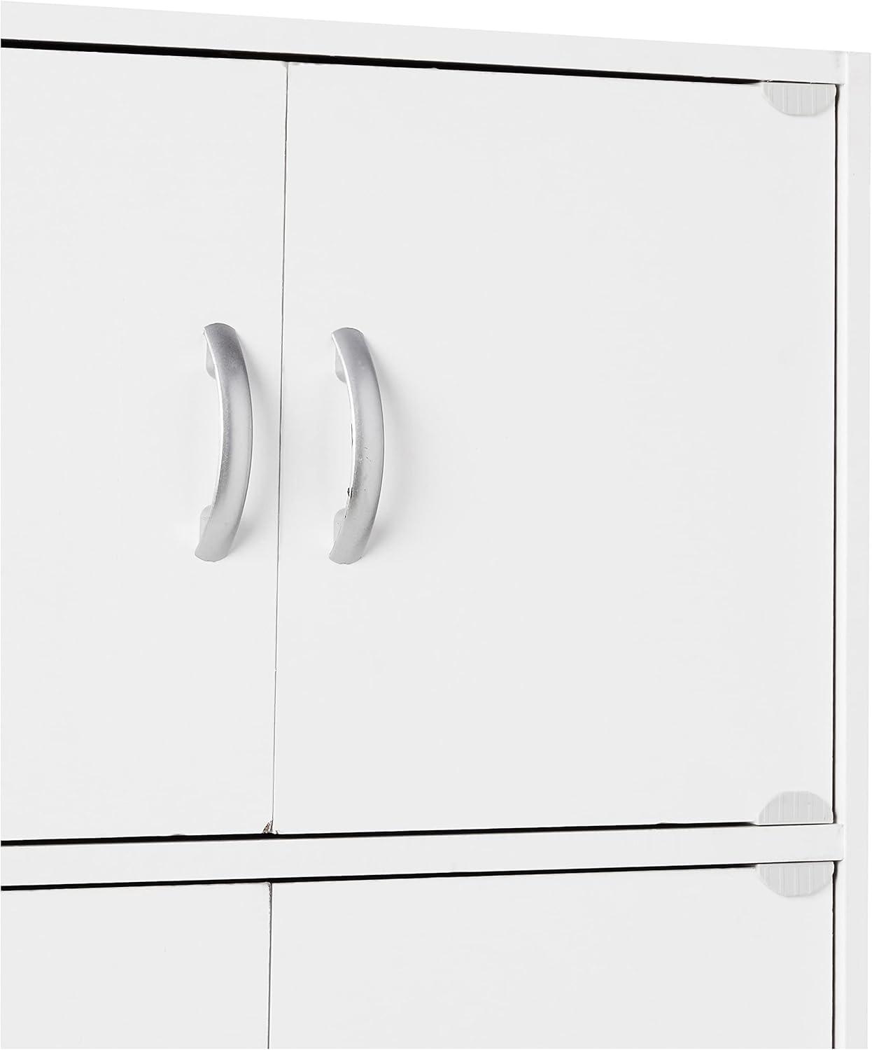 70.1" White Lockable Office Storage Cabinet with Shelves