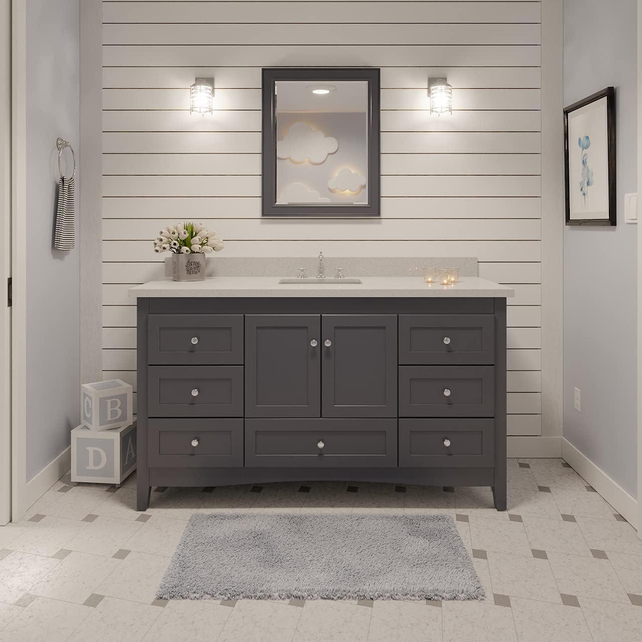 Abbey 60-inch Marine Gray Bathroom Vanity with Quartz Top