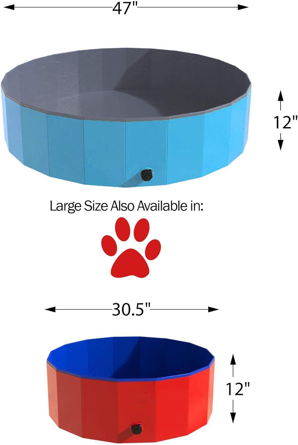 Large Blue Foldable PVC Pet Pool with Drain