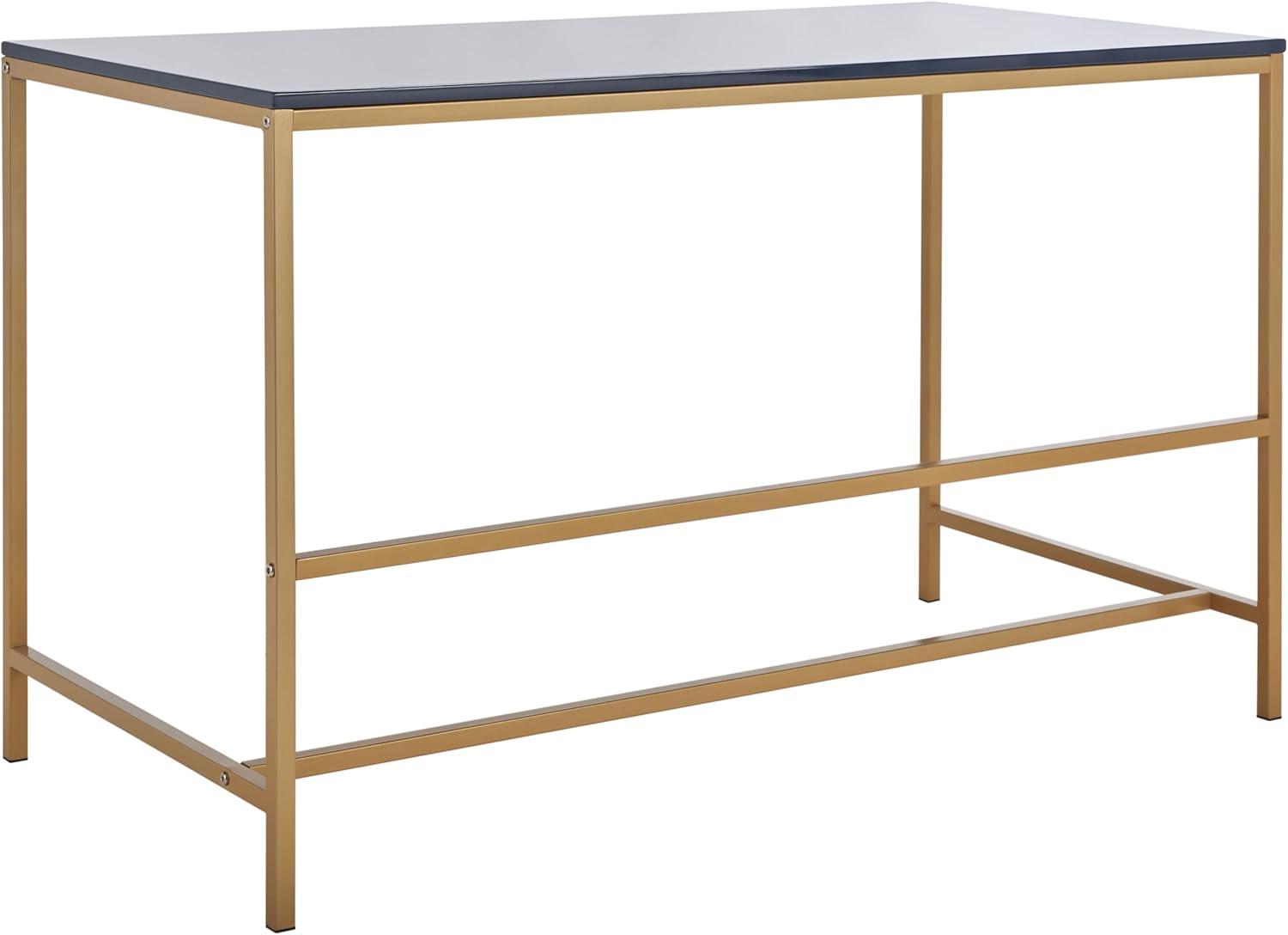 SAFAVIEH Nova Scandinavian Navy/Gold Wood Writing Desk (47.3 in. W x 23.6 in. D x 29.5 in. H)