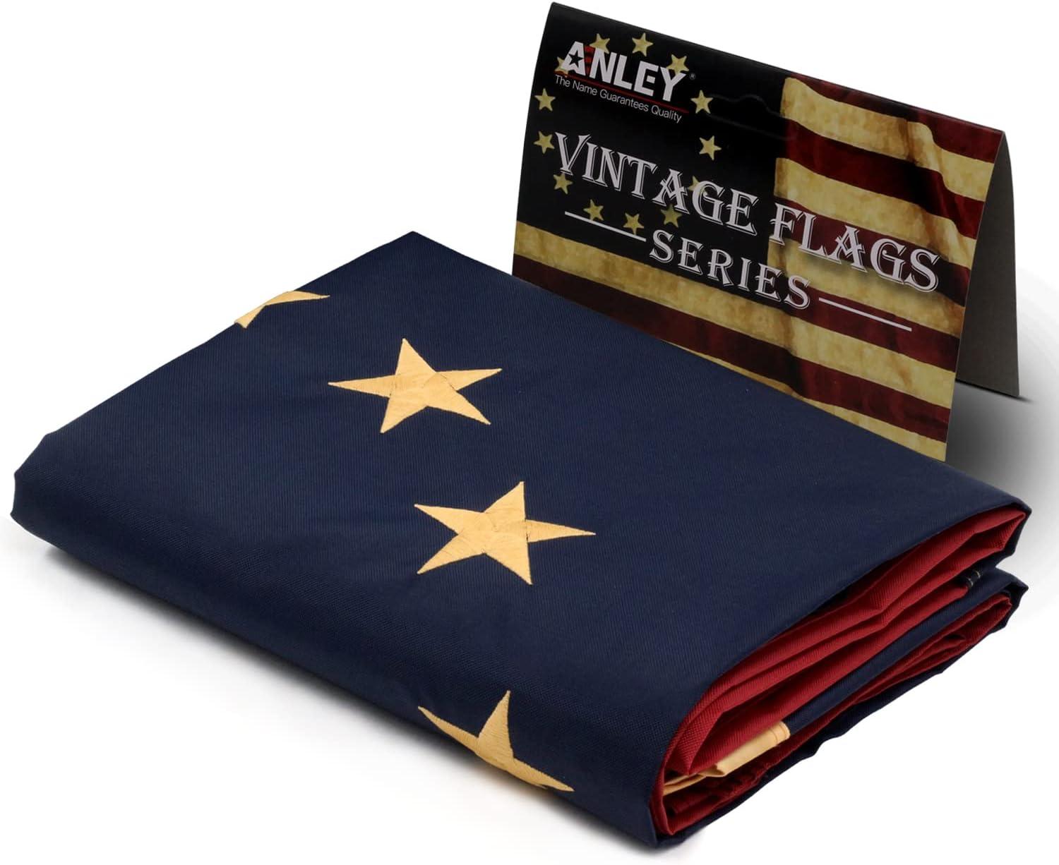 Anley 3x5 foot Vintage Style Tea Stained Betsy Ross Flag Nylon - Antiqued Early USA Banner Flags