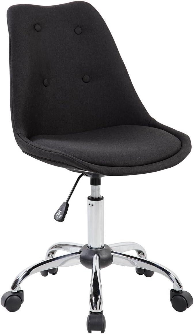 Elegant Black Fabric Swivel Task Chair with Tufted Design