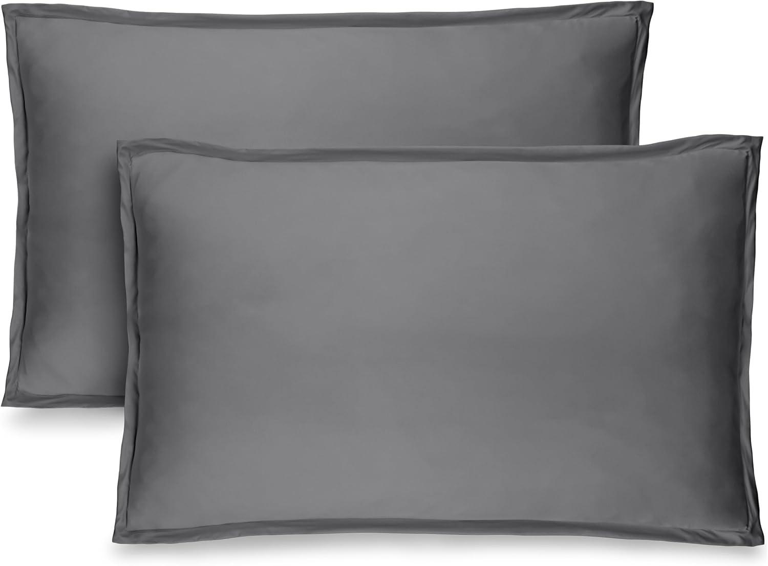 Solid Grey Microfiber Standard Pillow Sham Set by Bare Home